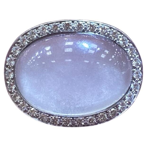 Rare Van Cleef Arpels Rose Quartz And Diamond Ring With Reciept For Sale