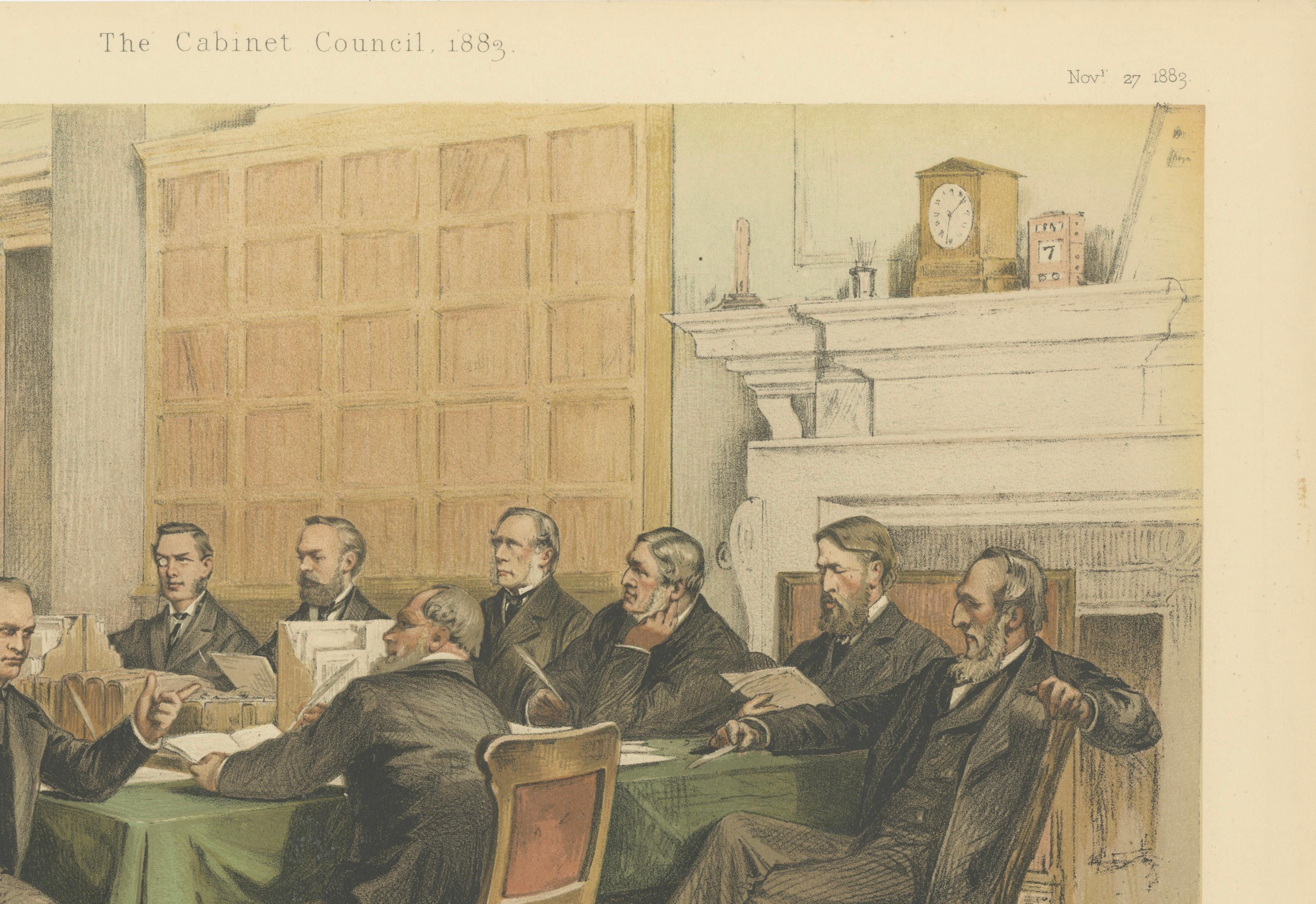 Rare Vanity Fair Cabinet Council Print – British Government Leaders 1883
