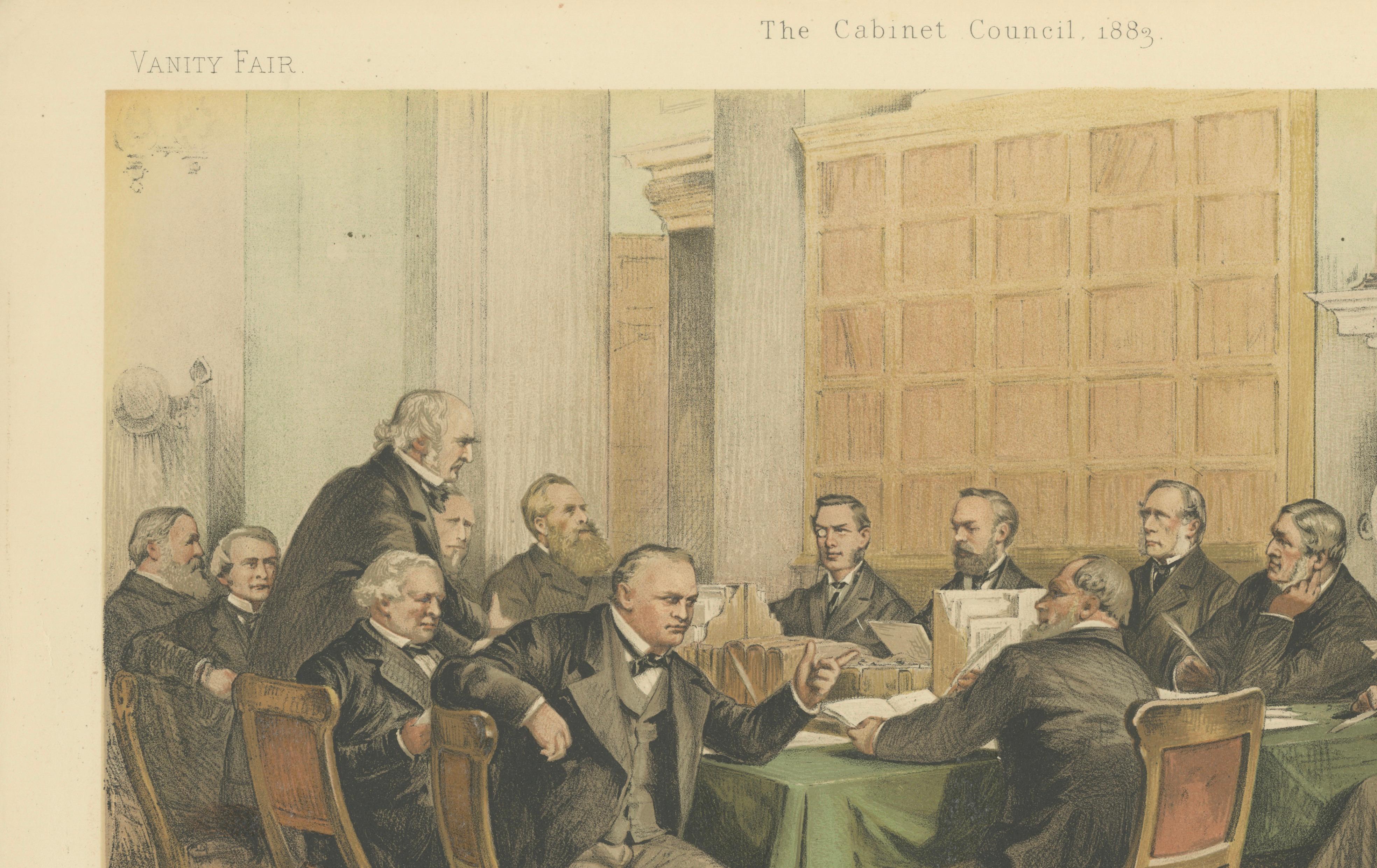 Rare Vanity Fair Cabinet Council Print – British Government Leaders 1883
