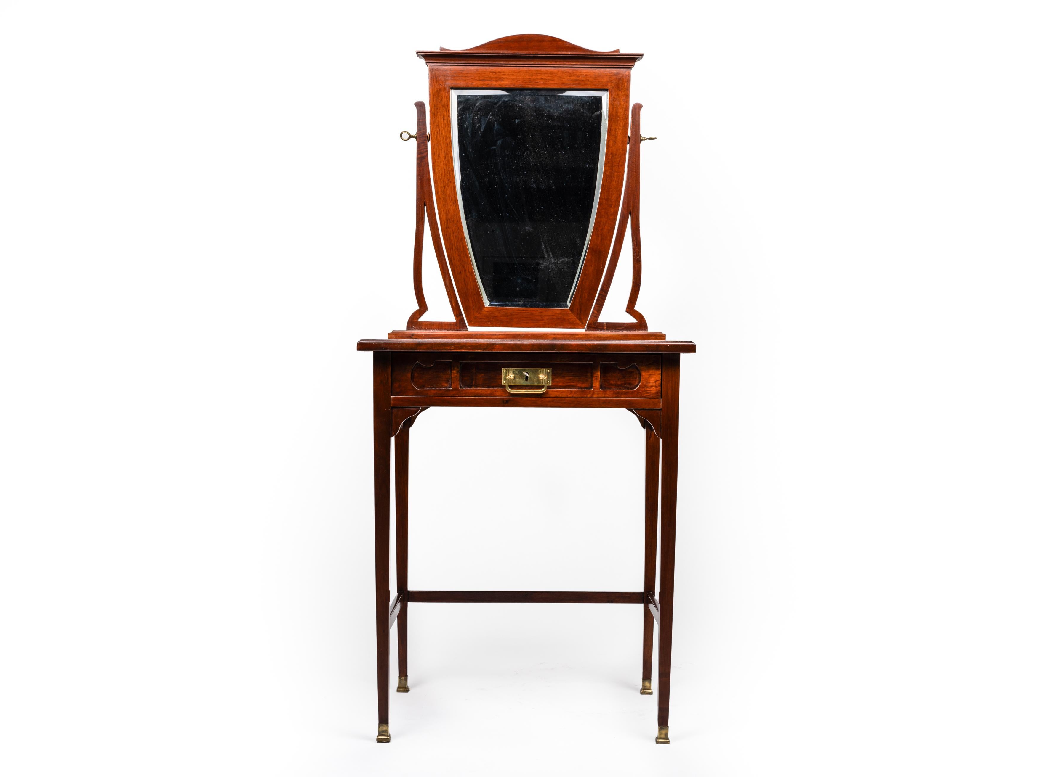 Very special Vanity Table, an original of the famous Jugendstil / Art Nouveau period in Austria, made around 1910. 

This highly charming piece of furniture was elaborately made in a very special time, out of beechwood, which was stained to a colour