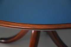 Rara variante del tavolo grande Pietro Chiesa per Fontana Arte 1940 con specchio blu bianco