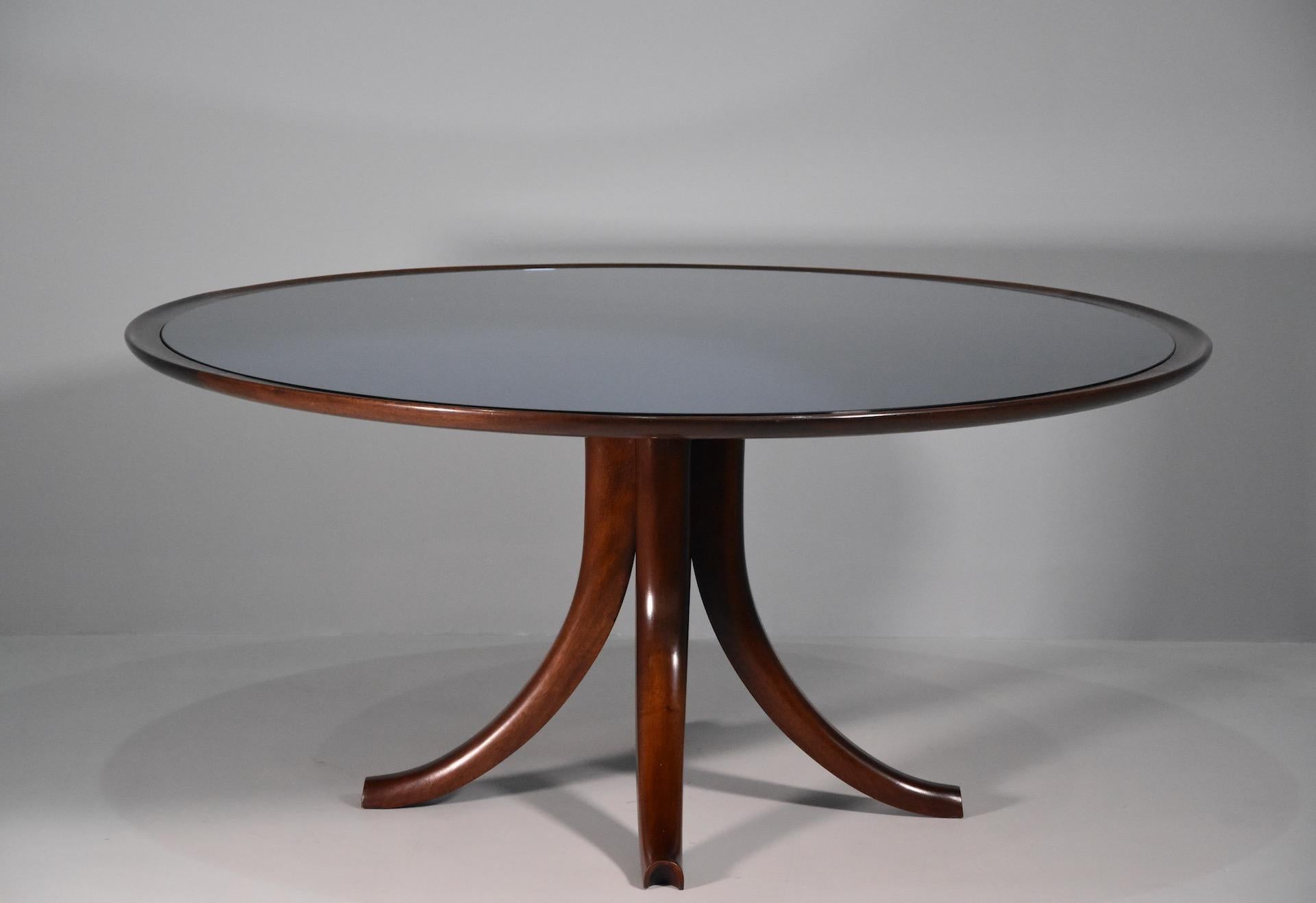 Italian Rare Variant of Big Table Pietro Chiesa for Fontana Arte 1940 Whit Blue Mirror For Sale