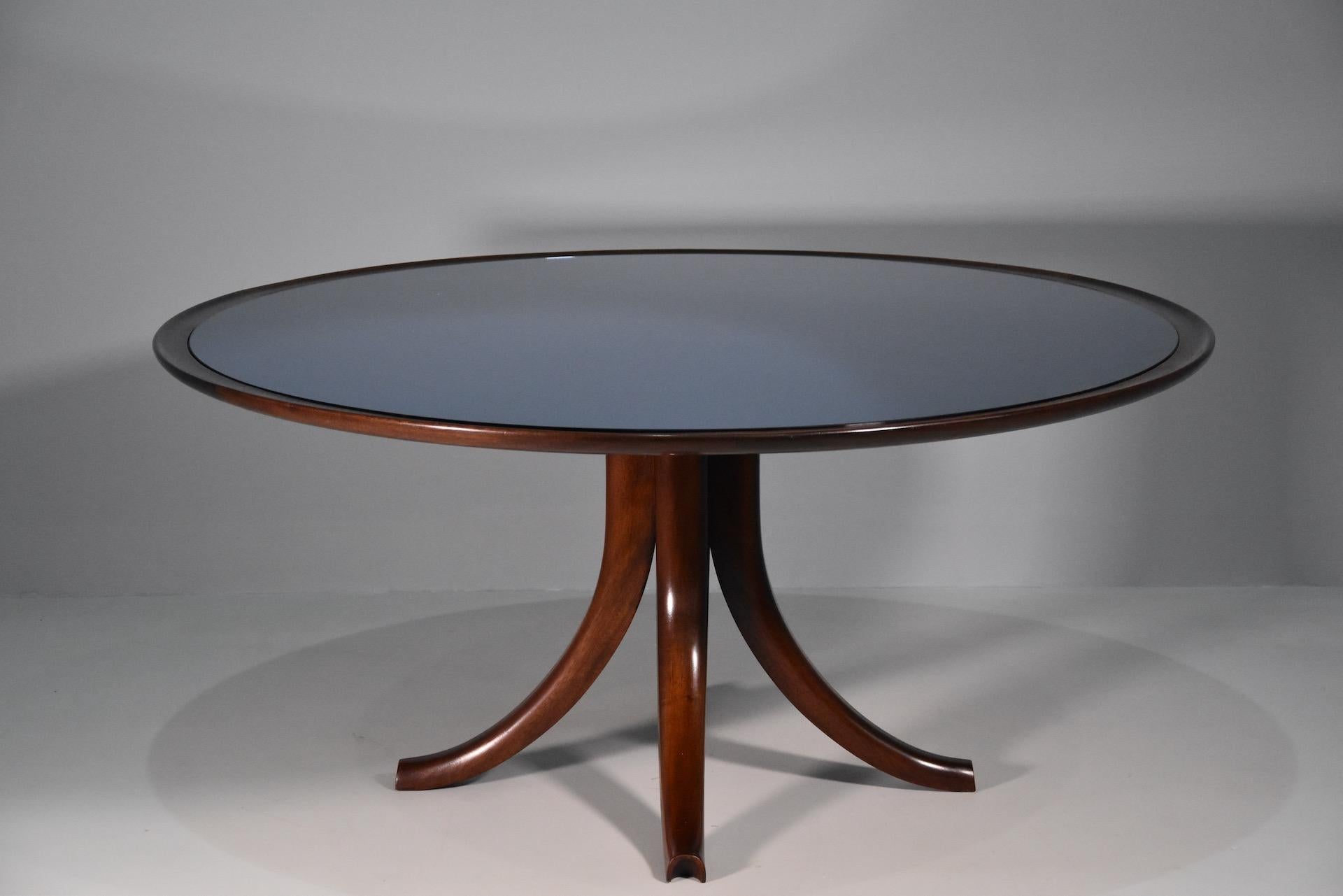 20th Century Rare Variant of Big Table Pietro Chiesa for Fontana Arte 1940 Whit Blue Mirror For Sale
