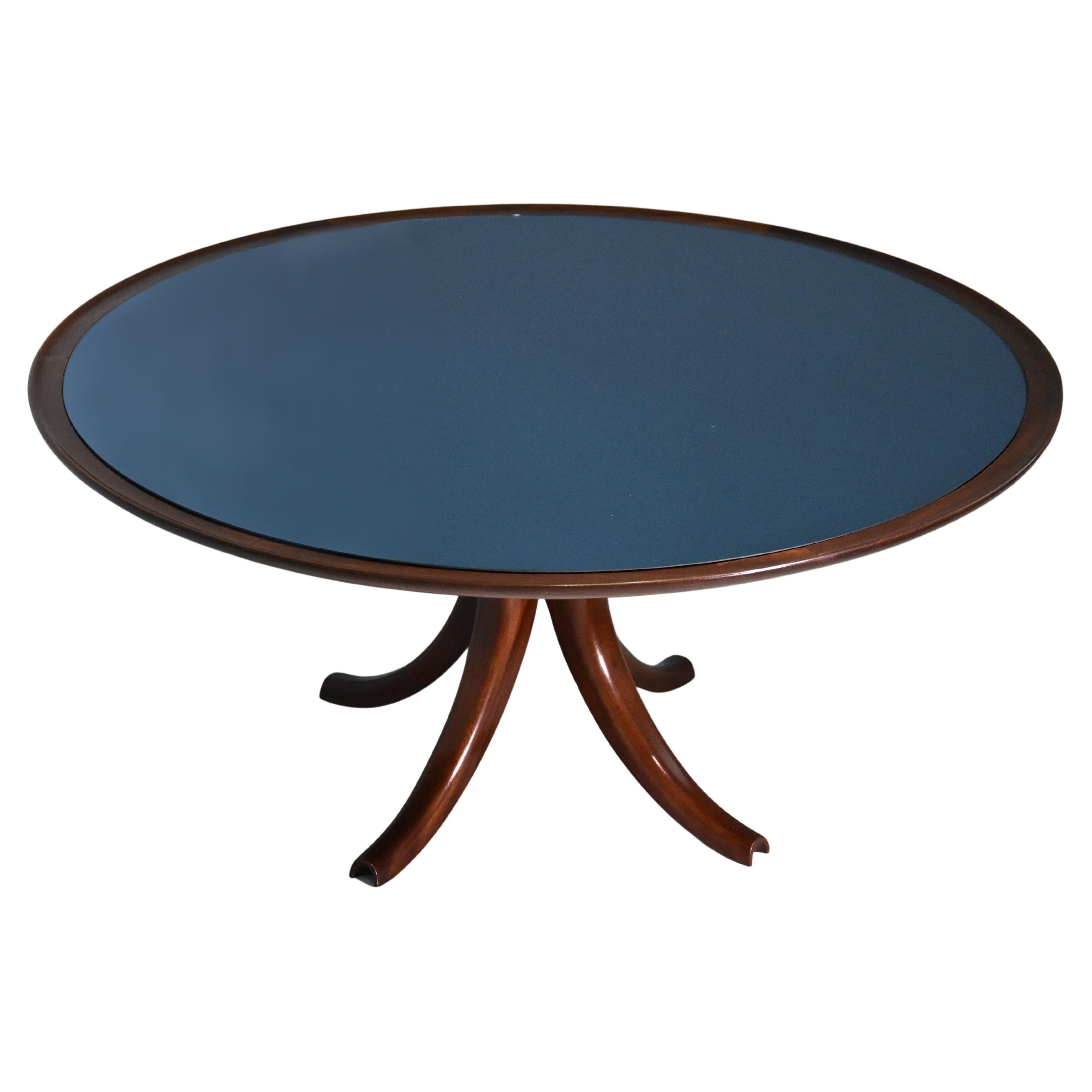 Variant rare de la grande table Pietro Chiesa pour Fontana Arte, 1940, miroir bleu Whit en vente