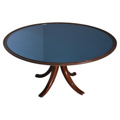 Rare Variant of Big Table Pietro Chiesa for Fontana Arte 1940 Whit Blue Mirror