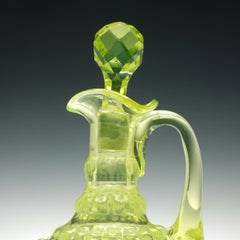 Rare Vaseline Glass Claret Jug, circa 1900-1930