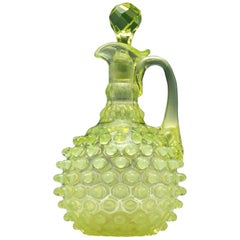 Rare Vaseline Glass Claret Jug, circa 1900-1930