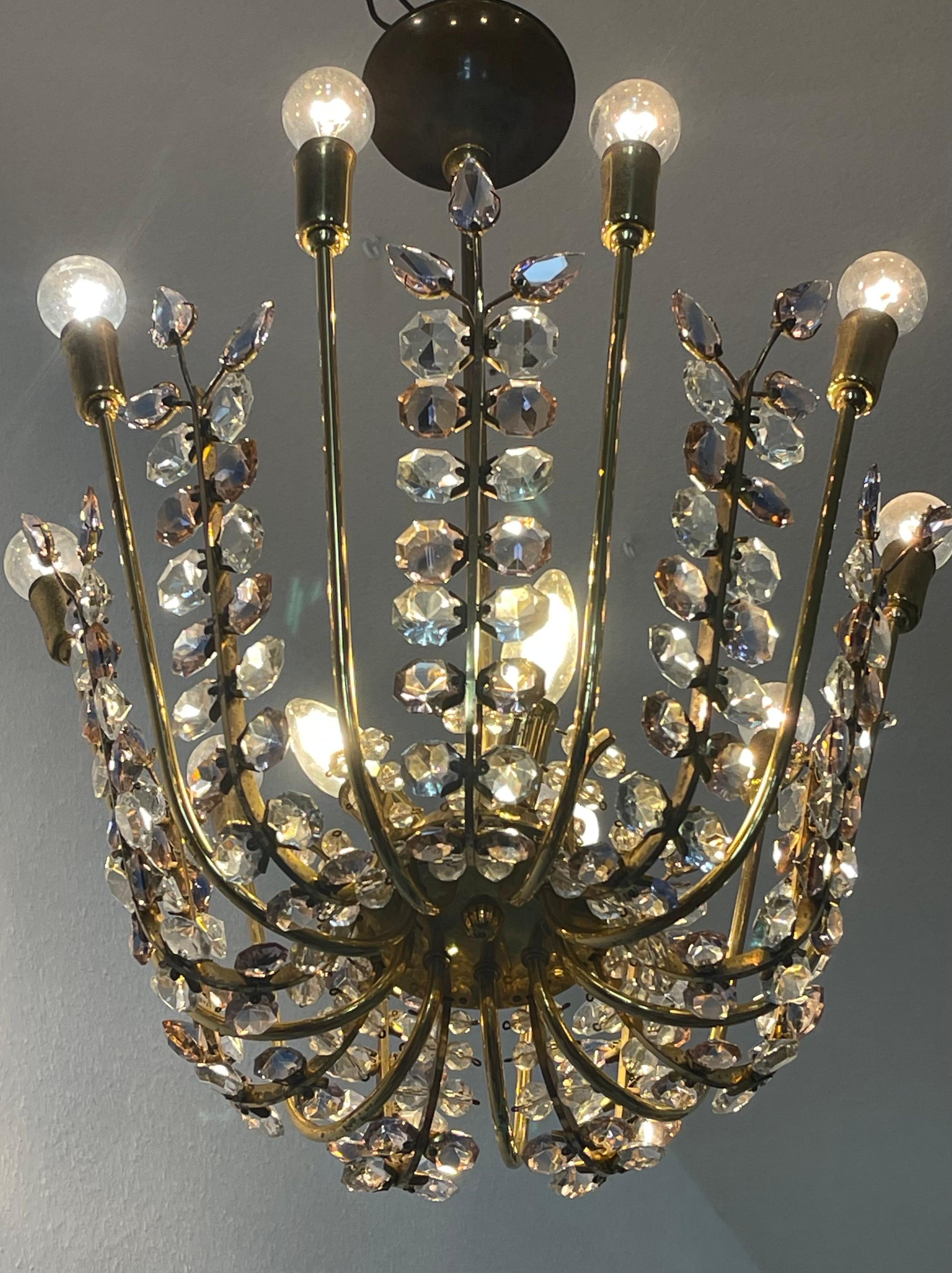 Rare Veinnese Amethyst Chandelier by Oswald Haerdtl for Bakalowits, 1950s For Sale 8