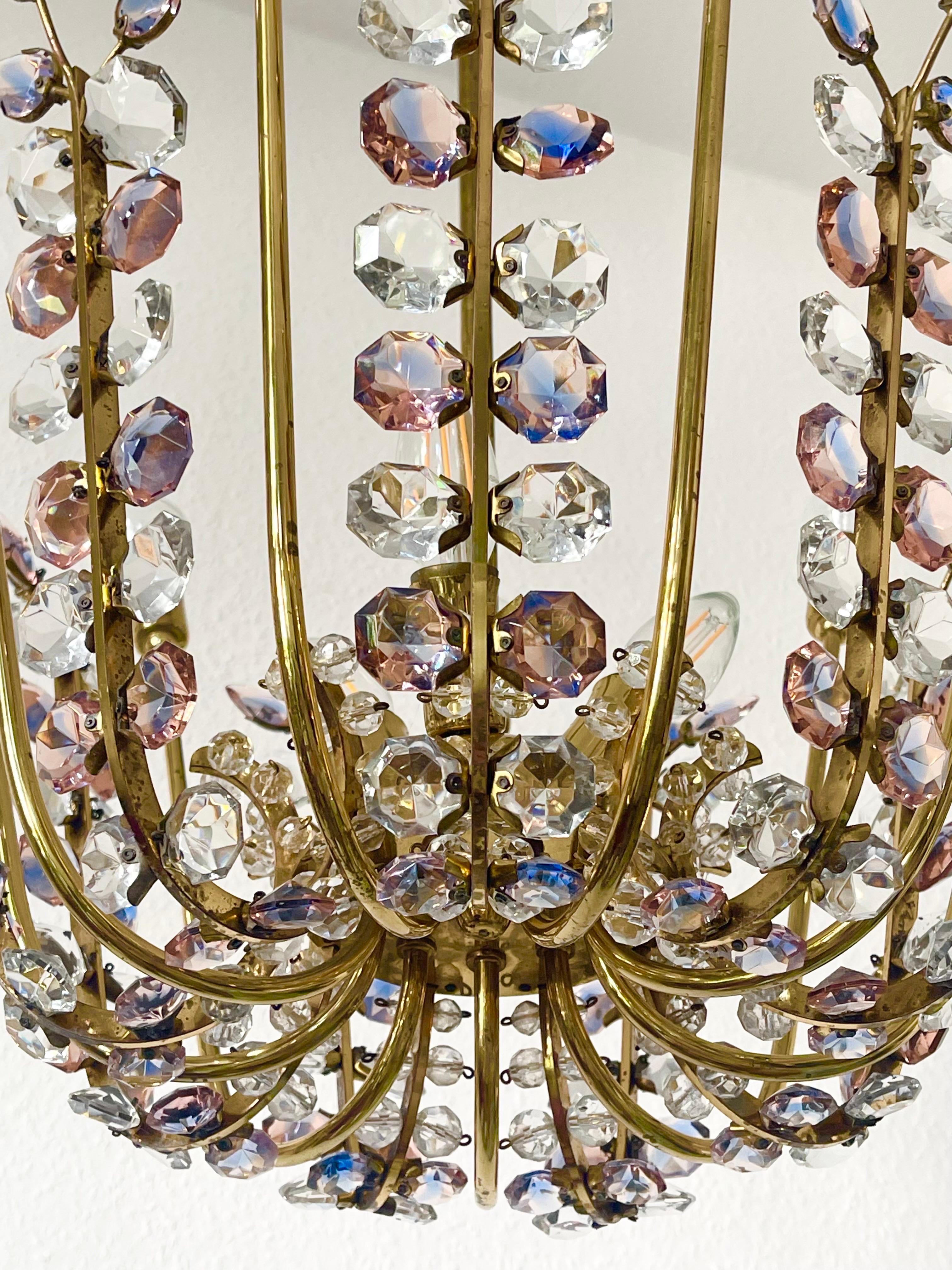 Metà XX secolo Raro lampadario Veinnese in ametista di Oswald Haerdtl per Bakalowits, anni '50 in vendita