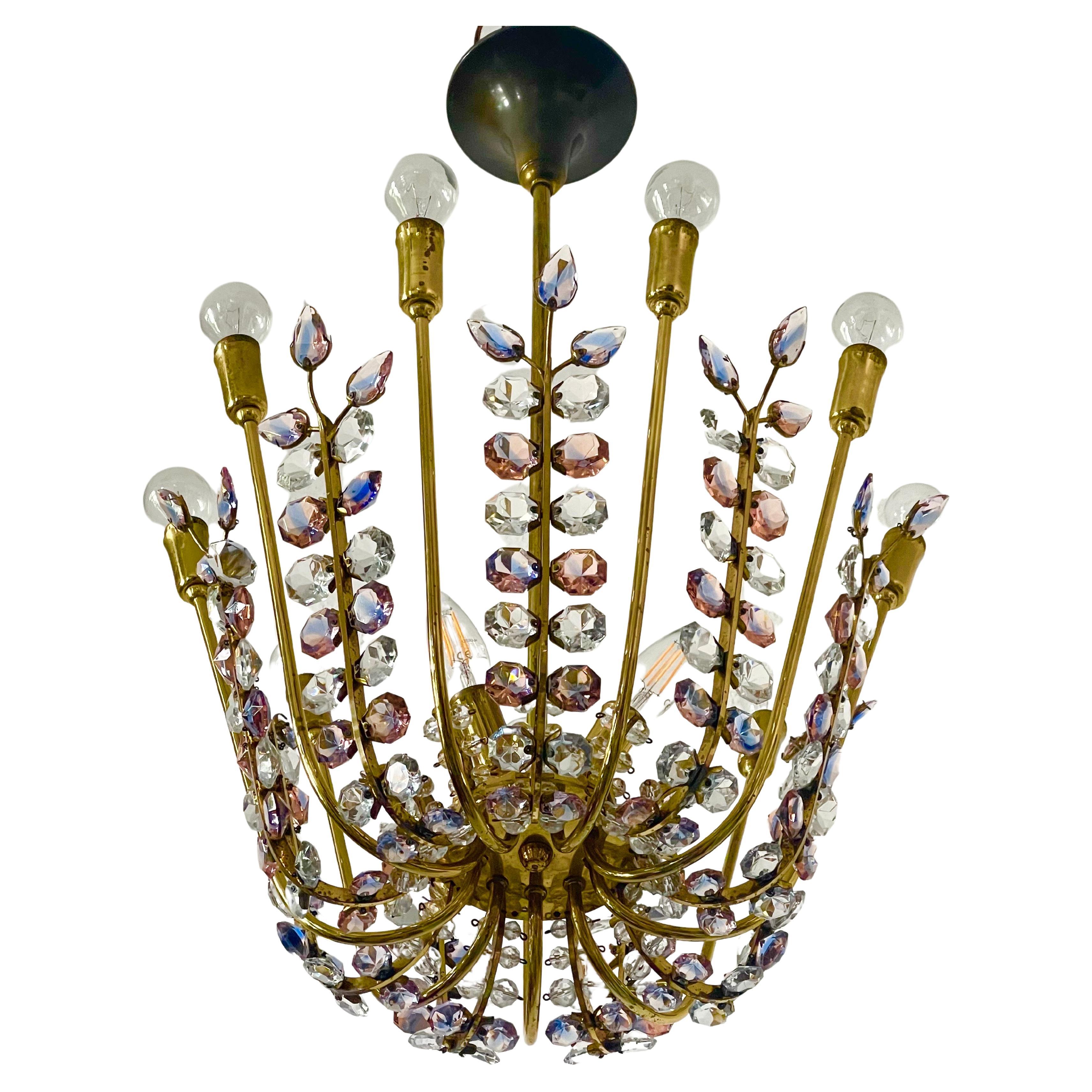 Rare Veinnese Amethyst Chandelier by Oswald Haerdtl for Bakalowits, 1950s For Sale