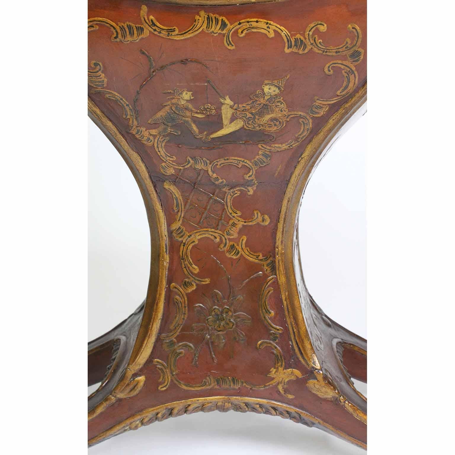 Rare Venetian 18th-19th Century Chinoiserie Red-Lacquer and Gilt Gondola Chair 5