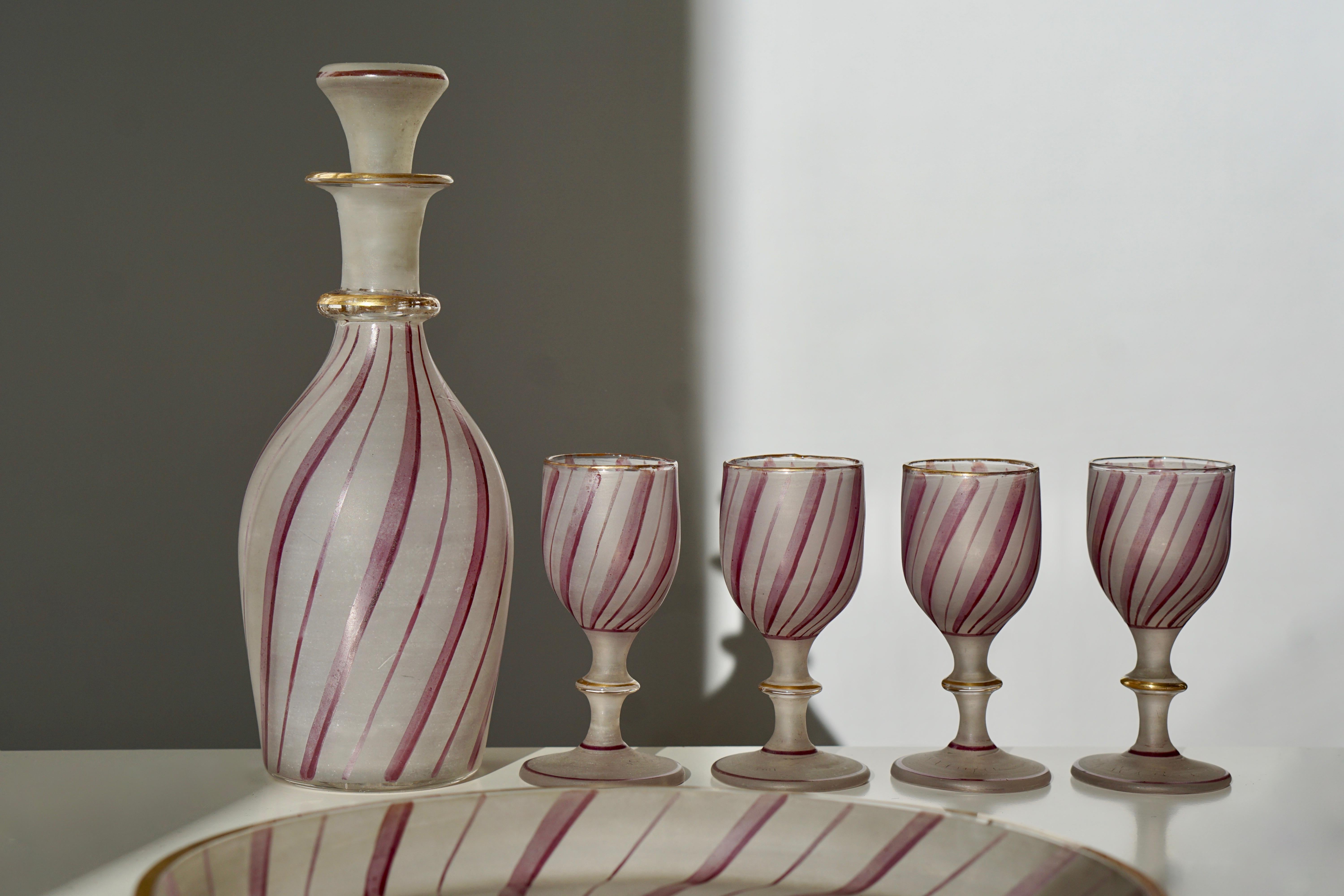 Seltenes venezianisches Glas-Likörset für Venini, 19. Jahrhundert (Viktorianisch) im Angebot