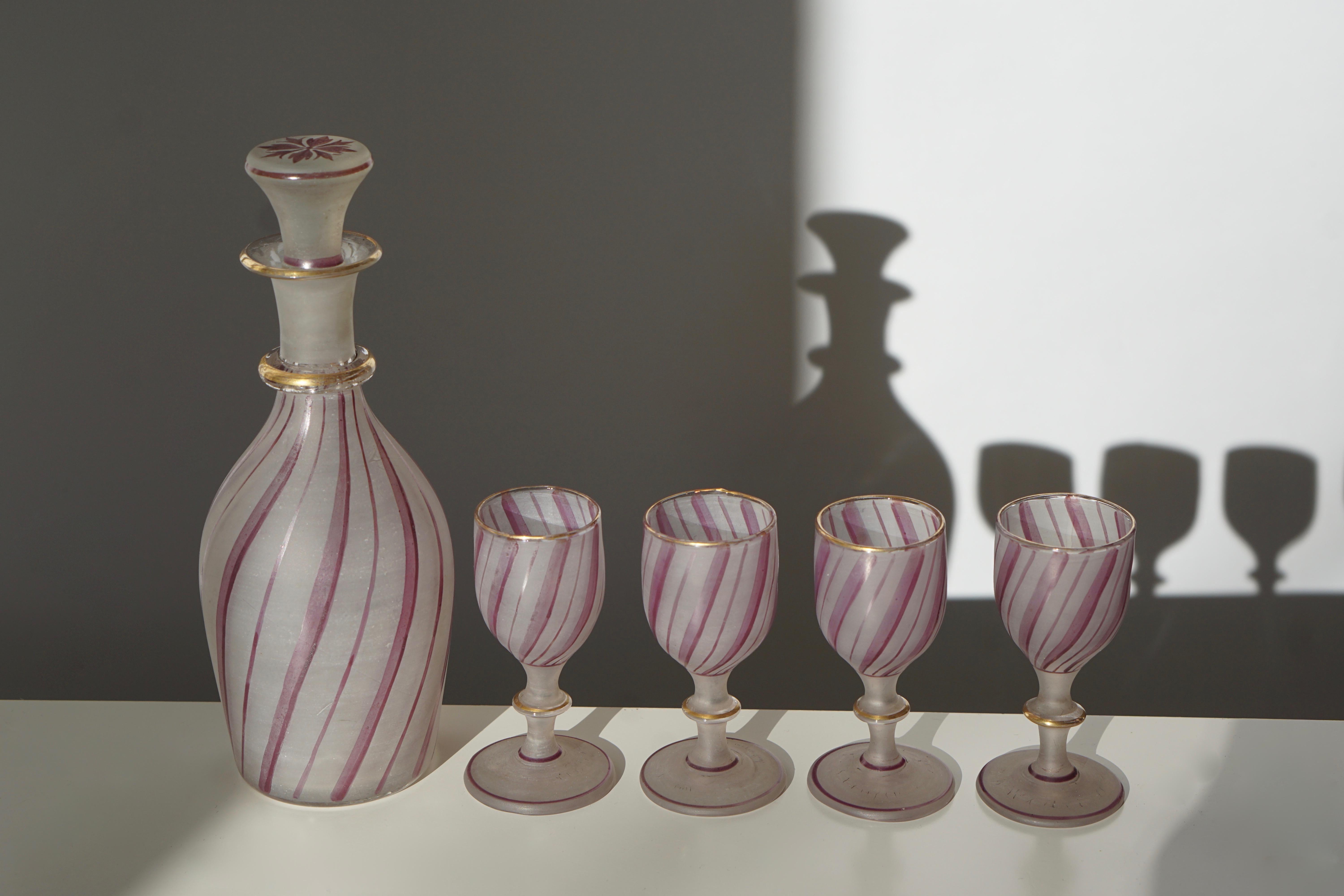 Italian Rare Venetian Glass Liquor Set for Venini, 19th Century For Sale
