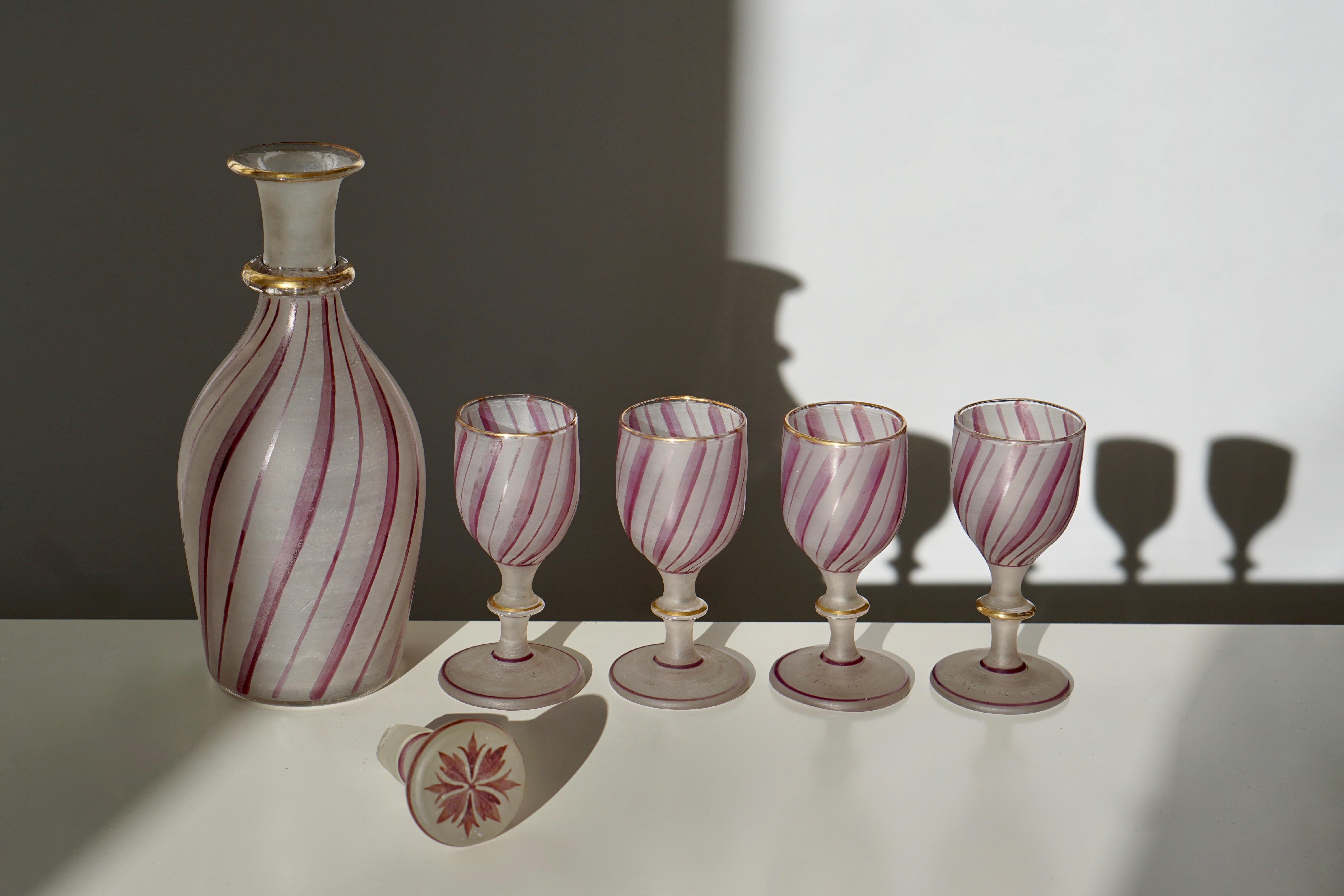 Seltenes venezianisches Glas-Likörset für Venini, 19. Jahrhundert im Angebot 2