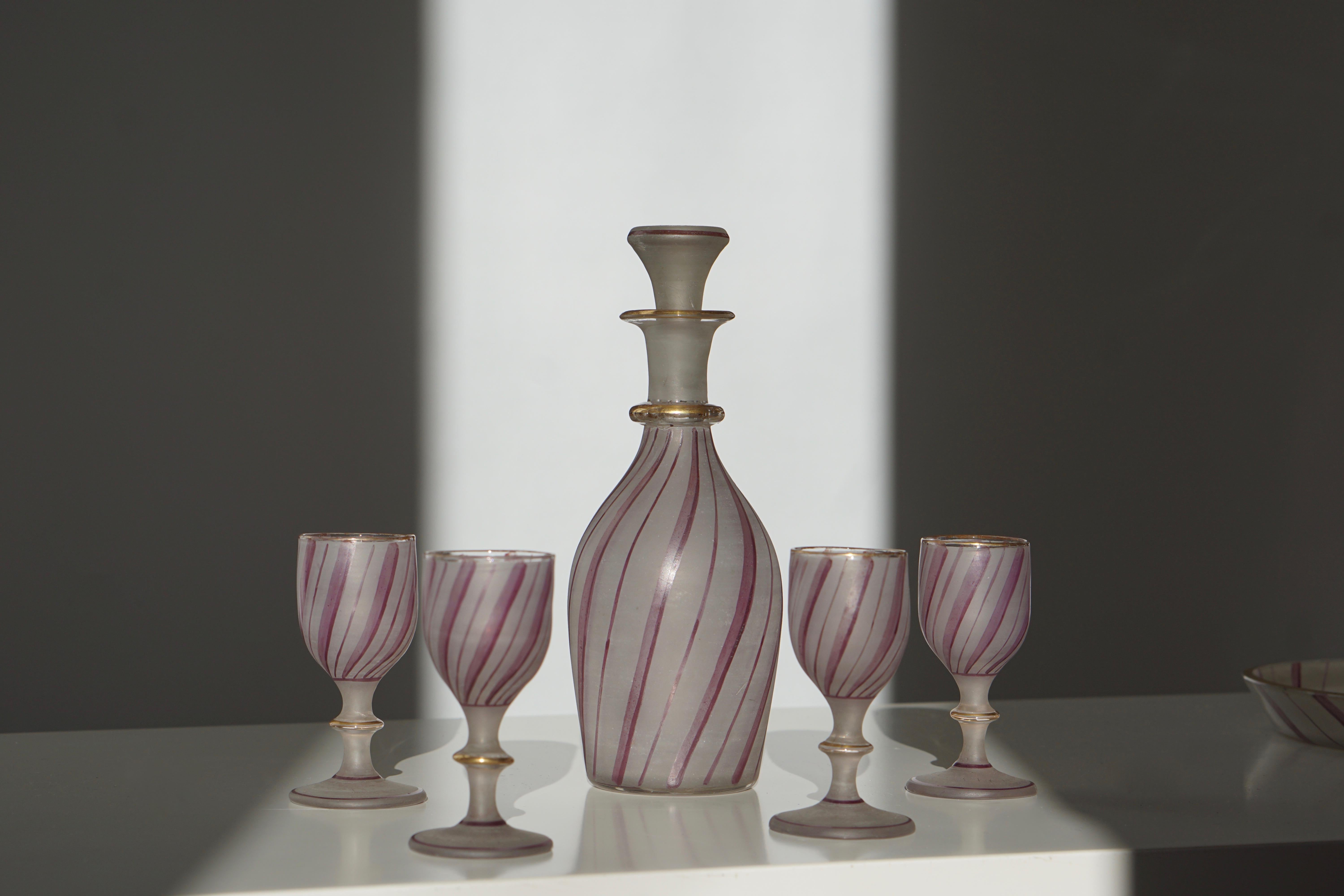 Seltenes venezianisches Glas-Likörset für Venini, 19. Jahrhundert im Angebot 4