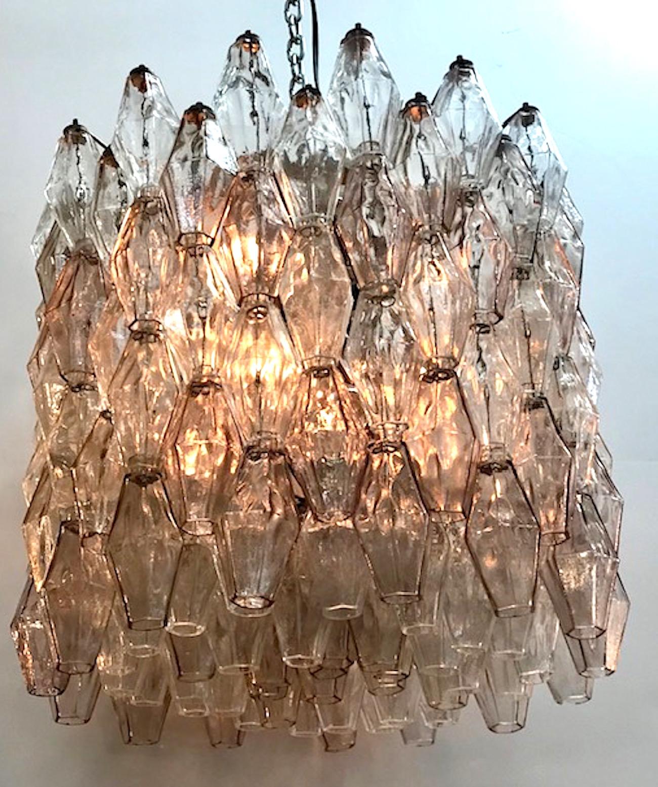 Mid-Century Modern Rare Venini Amethyst Color and Clear Poliedri ‘Polyhedral’ Chandelier