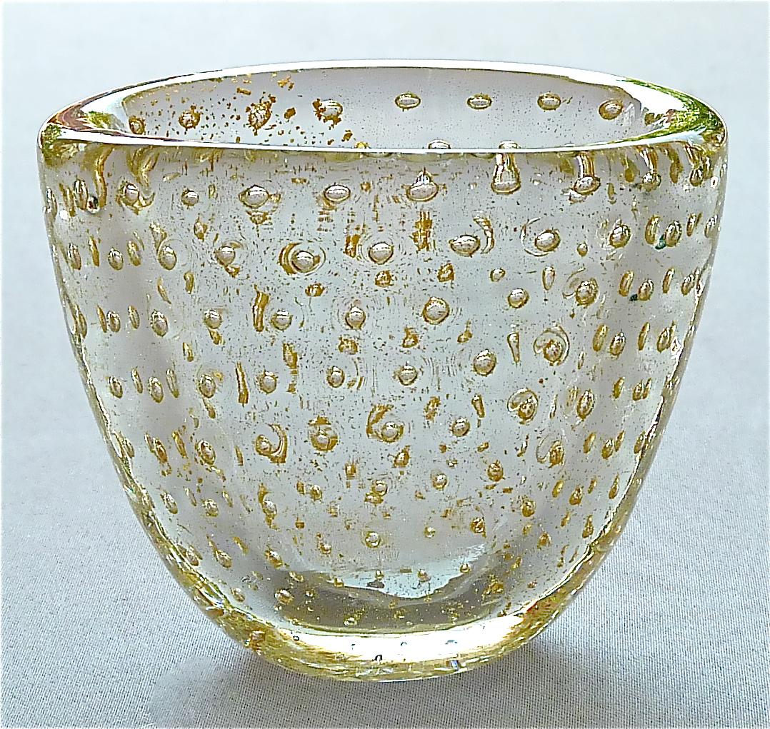 Rare Venini Carlo Scarpa 2 Glass Vases 1 Bowl A Bolle Tourmaline Green Gold 1936 4