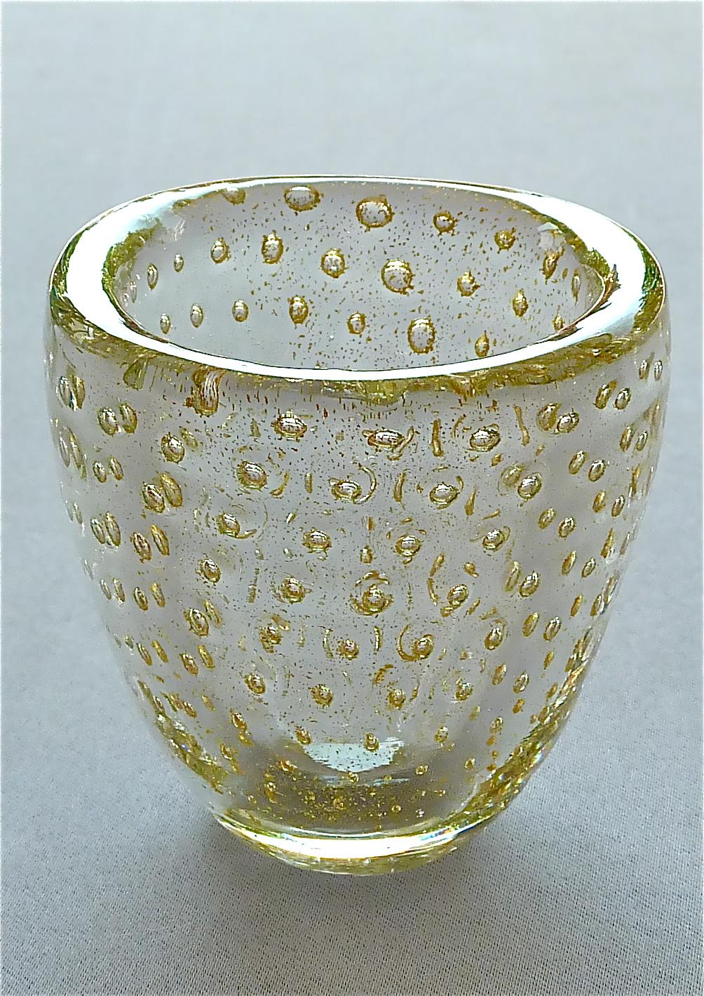 Rare Venini Carlo Scarpa 2 Glass Vases 1 Bowl A Bolle Tourmaline Green Gold 1936 7