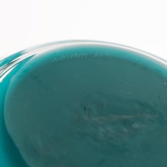 Rare VENINI vase Deco Paraiba Green Murano Glass, Signed 2014, Made in Italy