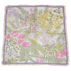 Rare écharpe en mousseline de soie à franges Vera Delicate « Easter Florals »