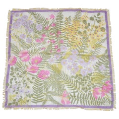 Rare Vera Delicate "Easter Florals" Fringed Silk Chiffon Scarf