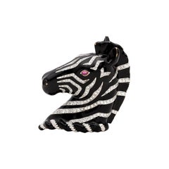 Rare Verdura Diamond and Enamel Zebra Brooch