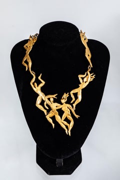 Rare Vermeil Figural Necklace and Earrings by Herve van der Straeten