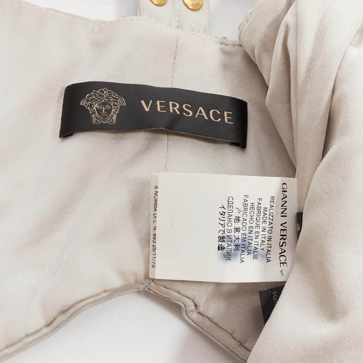 rare VERSACE 2011 Runway crystal embellished studded harness evening gown IT38 For Sale 5