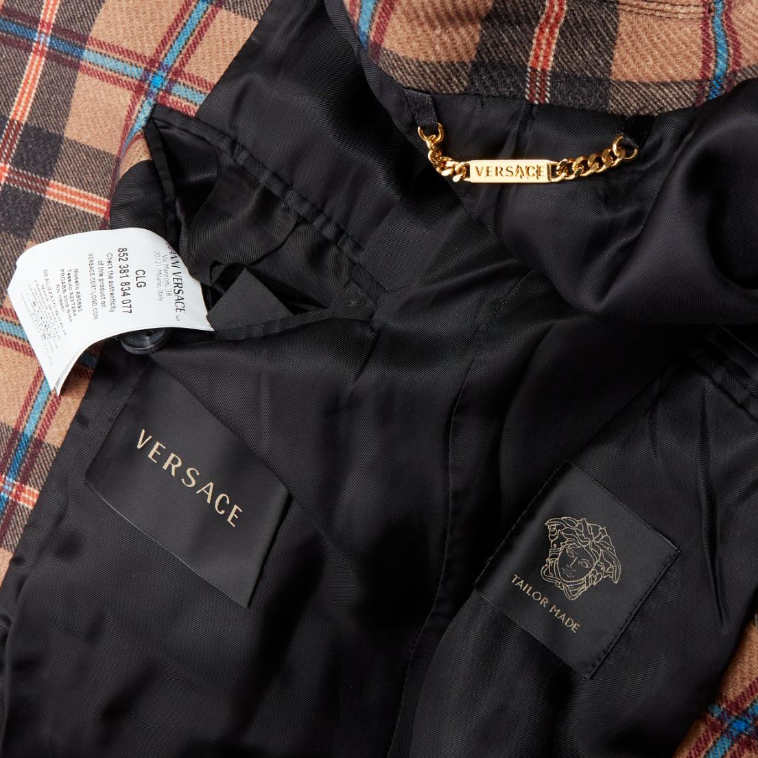rare VERSACE 2018 Runway Pillow Talk red gold tartan leopard baroque coat IT48 M 4