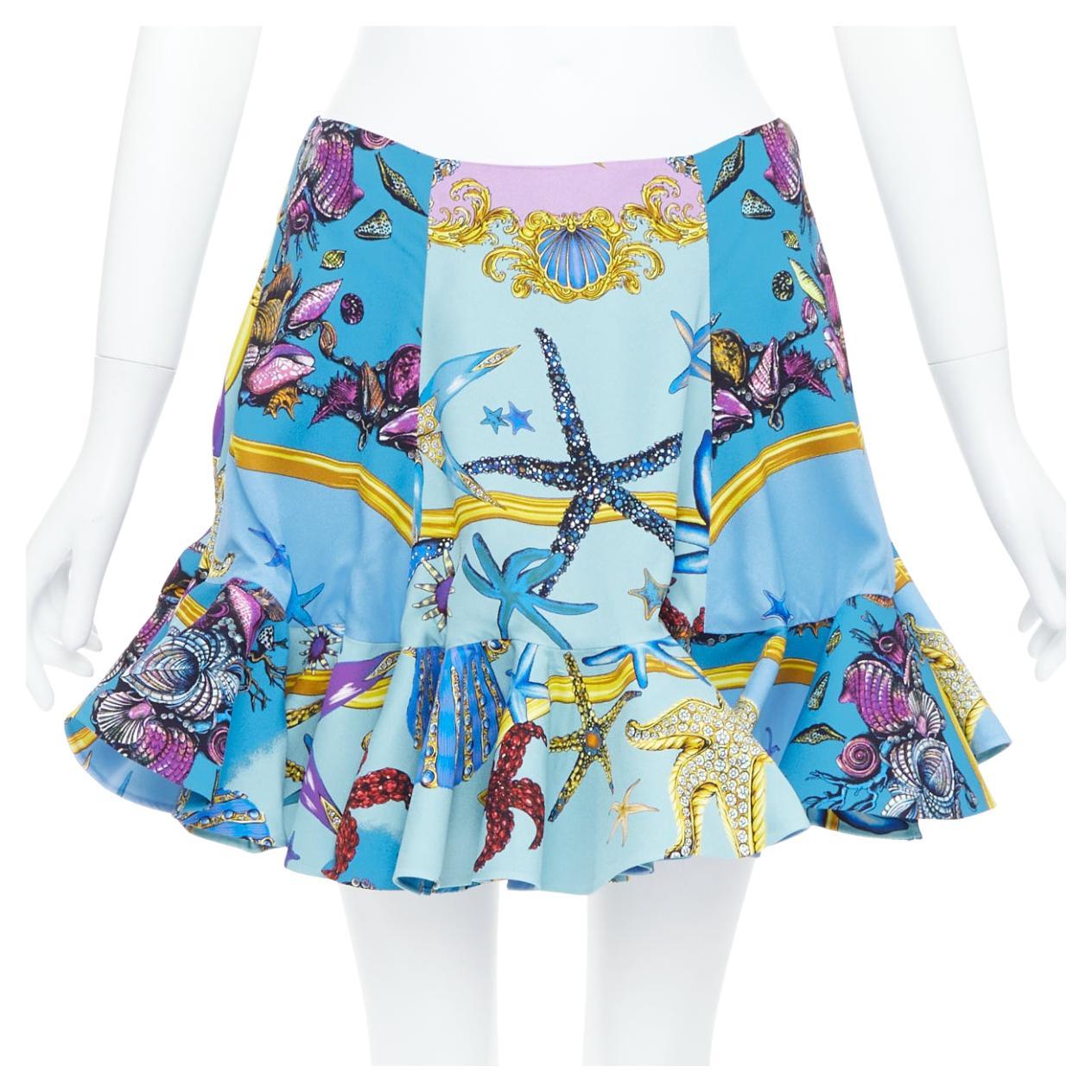 rare VERSACE 2021 Runway Tresor de la Mer starfish flounce flutter skirt IT40 S