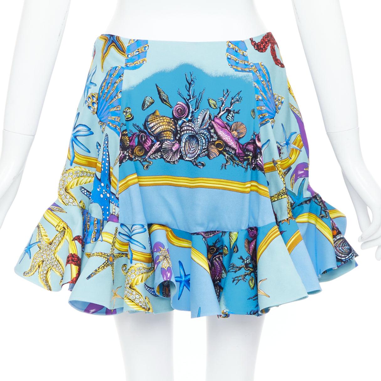 rare VERSACE 2021 Runway Tresor de la Mer starfish flounce flutter skirt IT42 M Pour femmes en vente