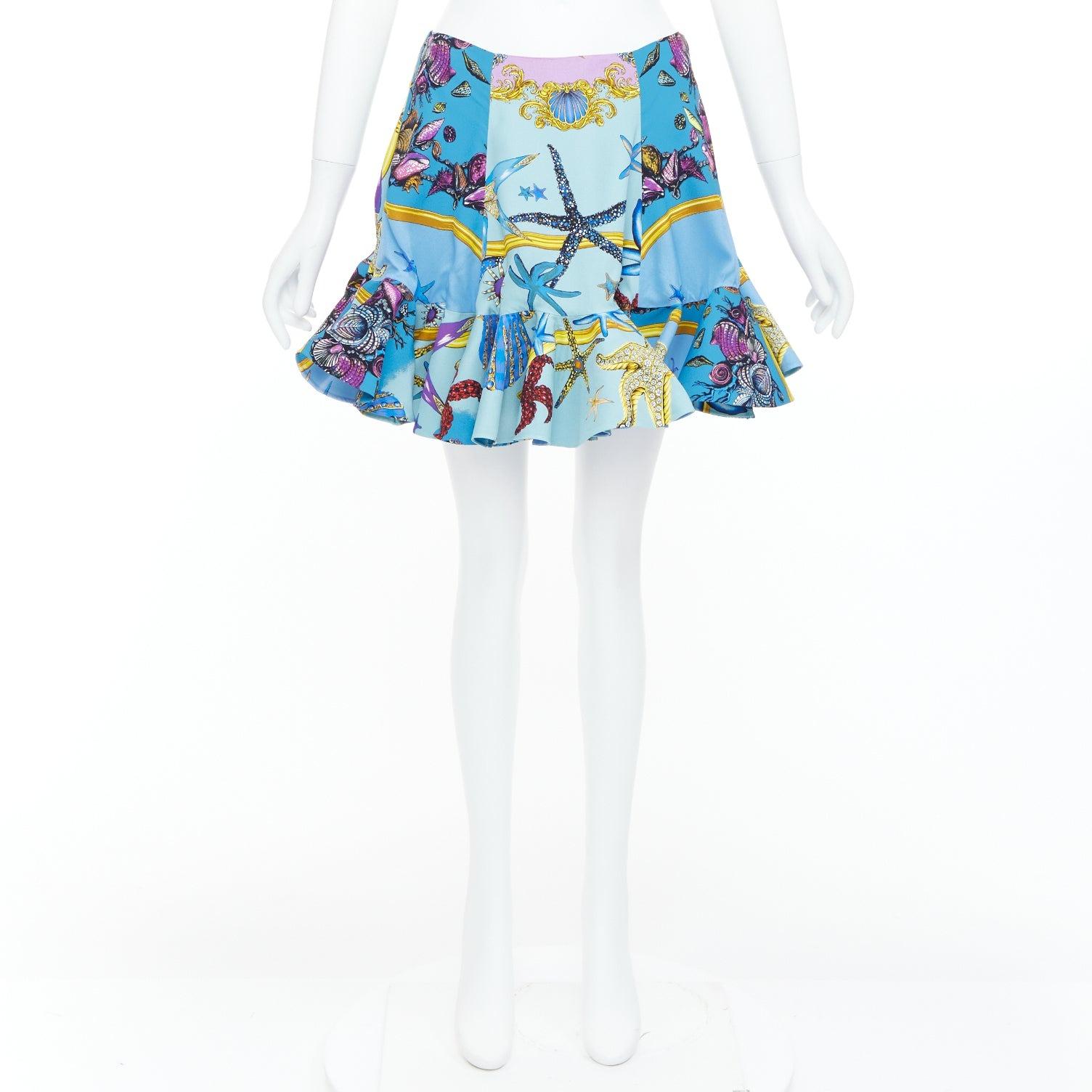 rare VERSACE 2021 Runway Tresor de la Mer starfish flounce flutter skirt IT42 M en vente 4