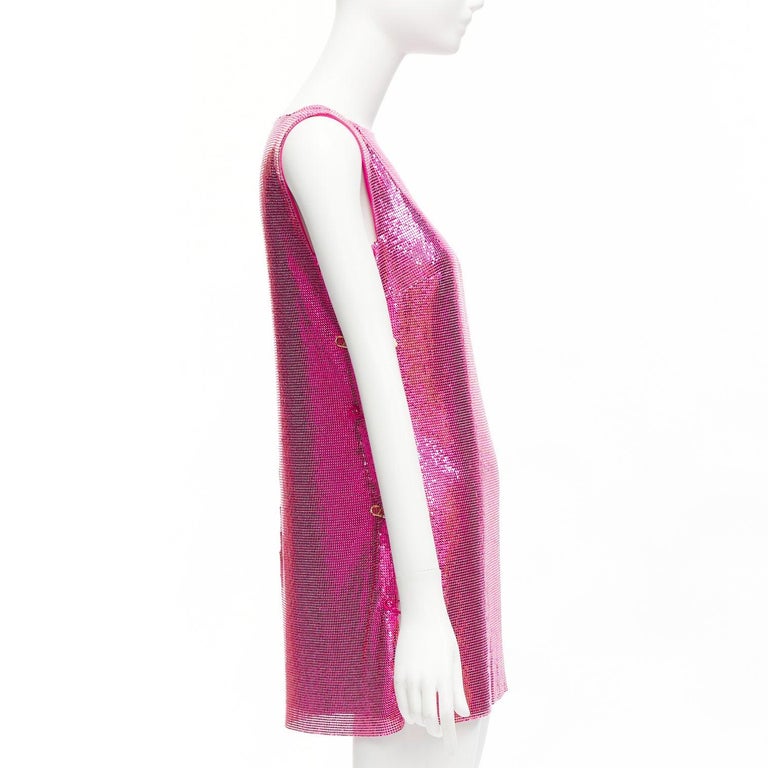 rare VERSACE 2022 Runway mesh chainmail Medusa safety pin mini dress IT38 XS