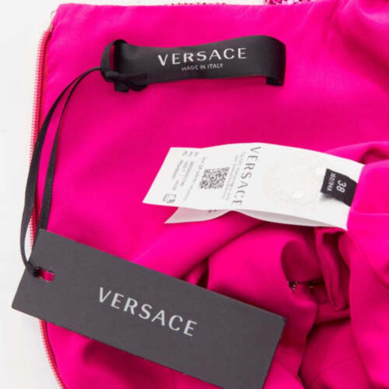 rare VERSACE 2022 Runway metal mesh chainmail Medusa safety pin mini dress IT38 For Sale 4