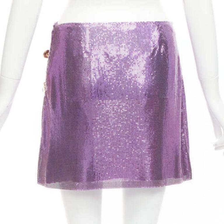 raro VERSACE 2022 Runway metal mesh chainmail Medusa safety pin top skirt IT38 in vendita 5