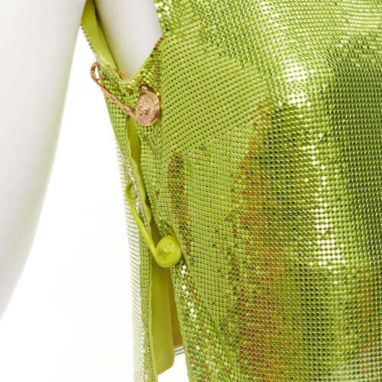 raro VERSACE 2022 Runway metal mesh chainmail Medusa safety pin top skirt IT38 in vendita 2