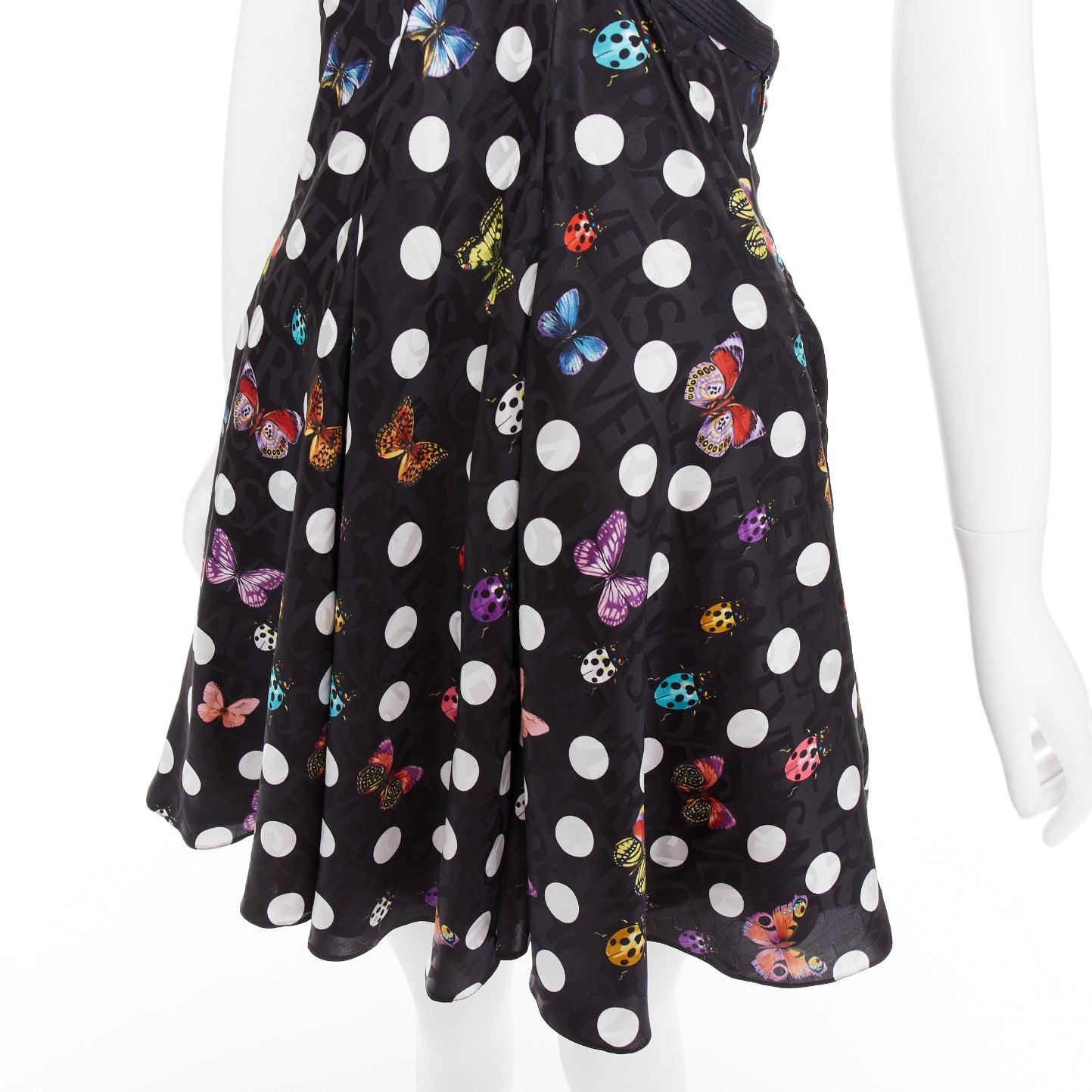 rare VERSACE 2023 La Vacanza Runway noir robe harnais papillon IT38 XS en vente 3