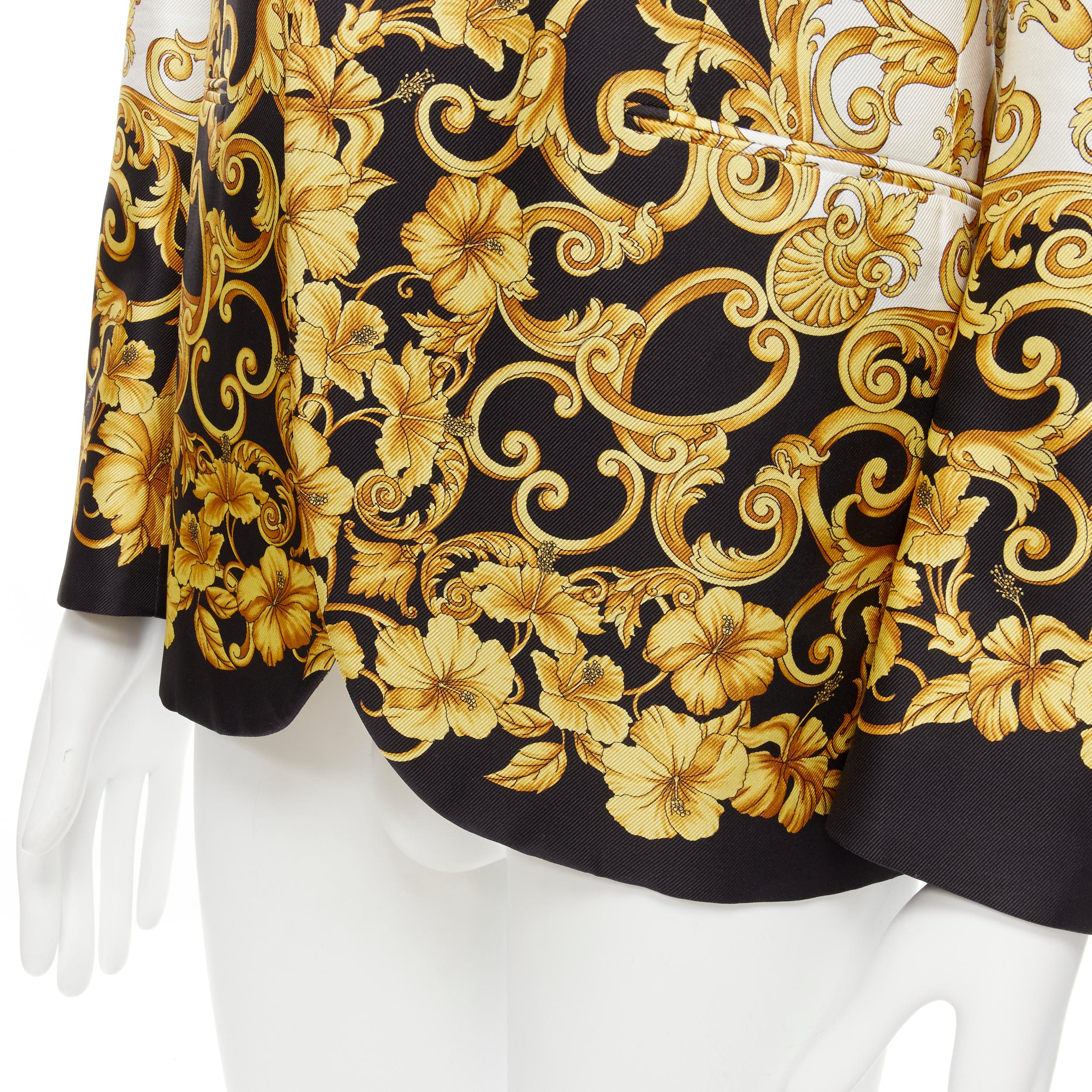 Beige rare VERSACE Barocco Hibiscus Medusa Medallion black gold Palazzo blazer EU48 M