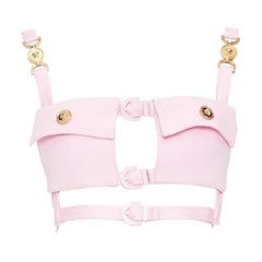 raro VERSACE Dua Lipa 2023 La Vacanza Runway rosa bondage Enver top IT42 M