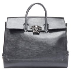 rare VERSACE Empire XL black Epi leather Medusa lock carry on travel bag
