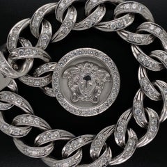 Rare Versace Medusa Diamond Cuban Link Gold Bracelet Fine Estate Jewelry