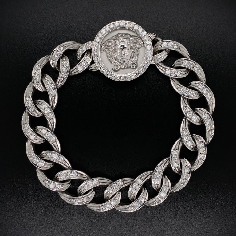 Rare Versace Medusa Diamond Cuban Link Gold Bracelet Fine Estate Jewelry at  1stDibs