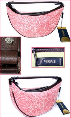 Rare VERSACE PINK ZEBRA PRINT BAGUETTE BAG ***New