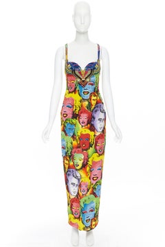 rare VERSACE SS18 Tribute Runway Warhol Pop Art SS1991 crystal Monroe dress IT38