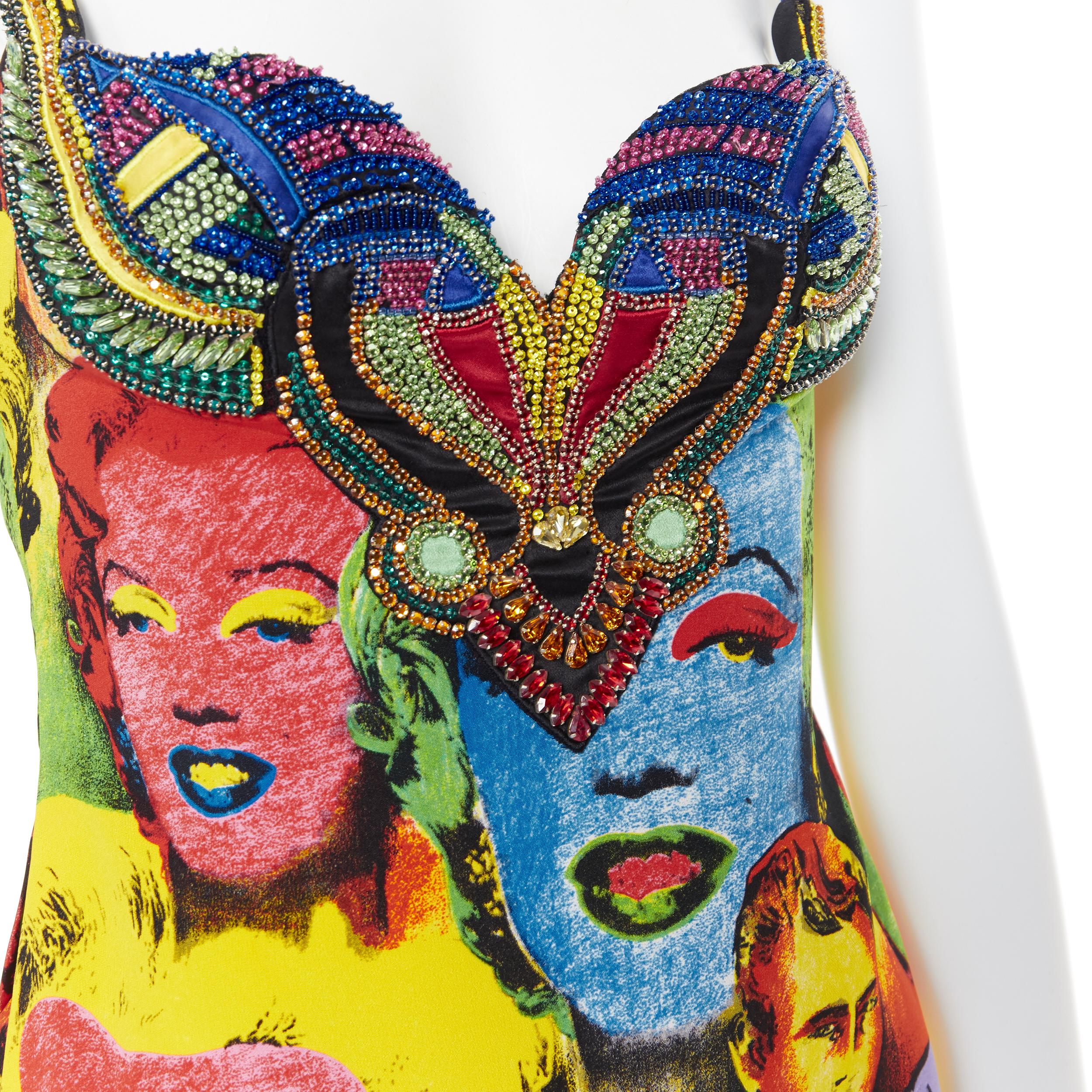 raro VERSACE SS18 Tribute Runway Warhol Pop Art SS1991 abito Monroe in cristallo IT38 3