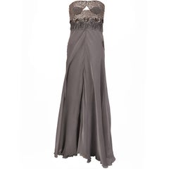 RARE Versace Strapless Embellished Silk Chiffon Gown 