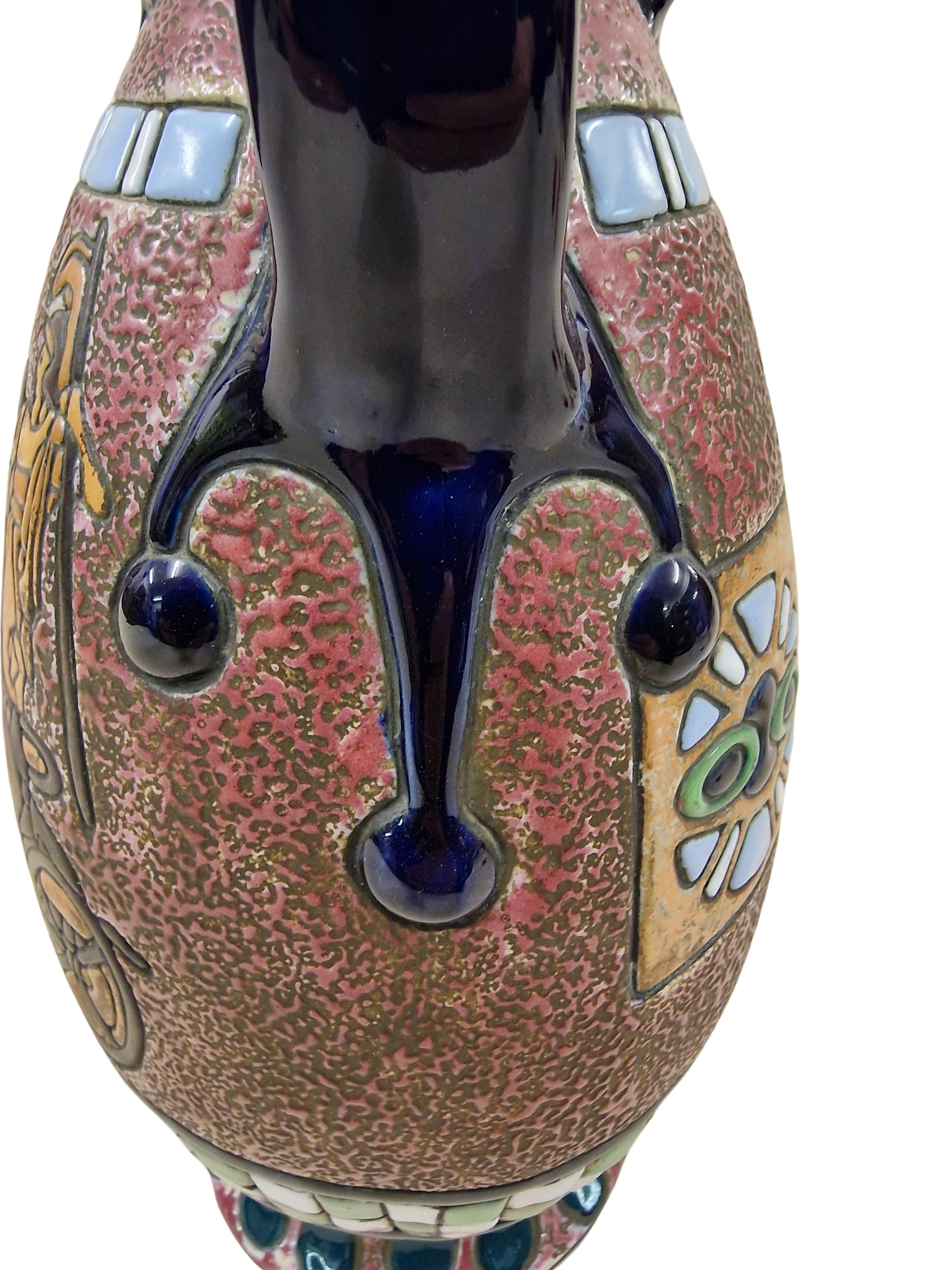 Rare very decorative swivel jug, horse carriage, 1915 Art Deco, Amphora, Czech R For Sale 2