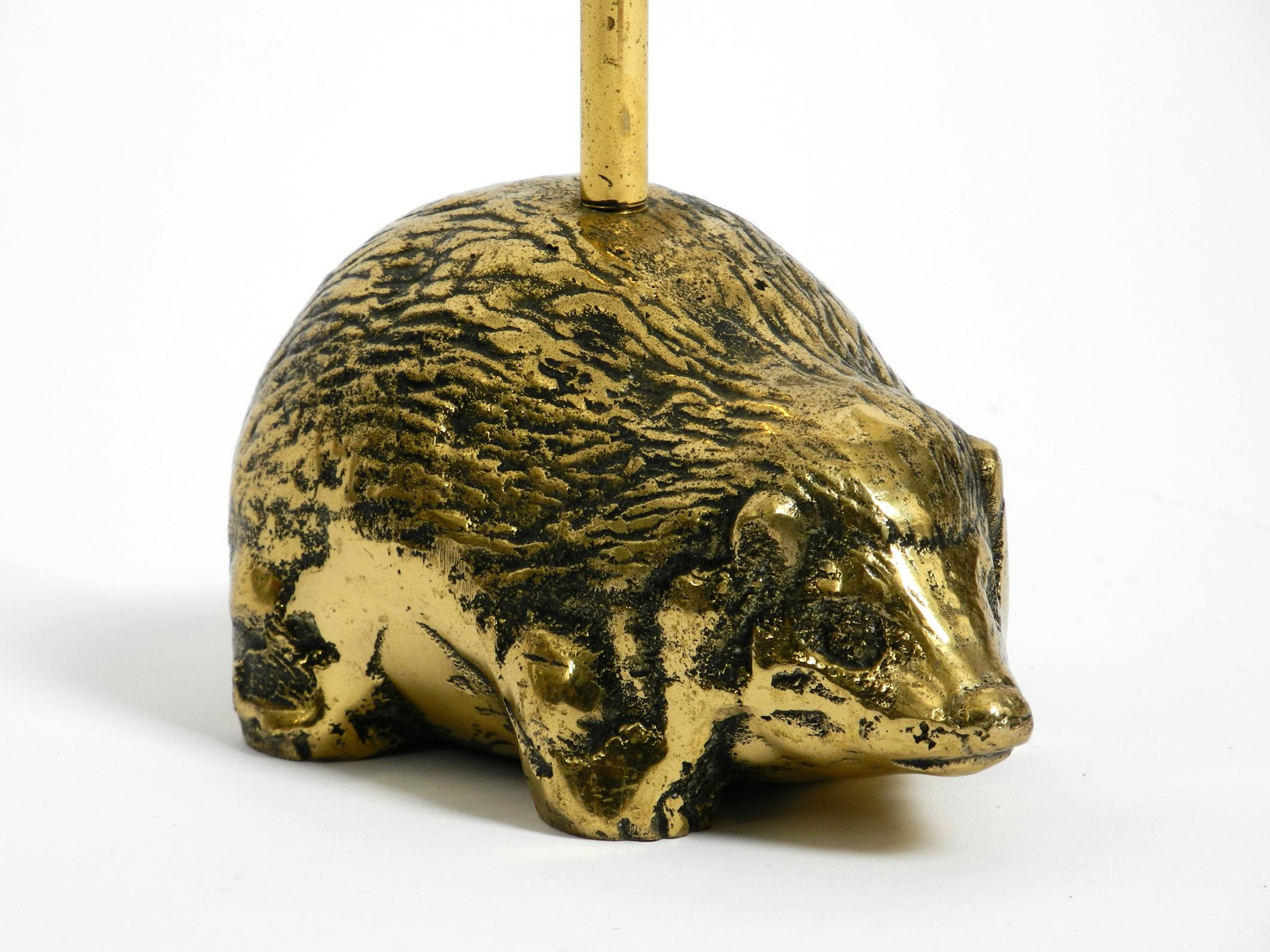 Mid-Century Modern Rare, Very Heavy 1960s Doorstop Made of Solid Brass in the Shape of a Hedgehog