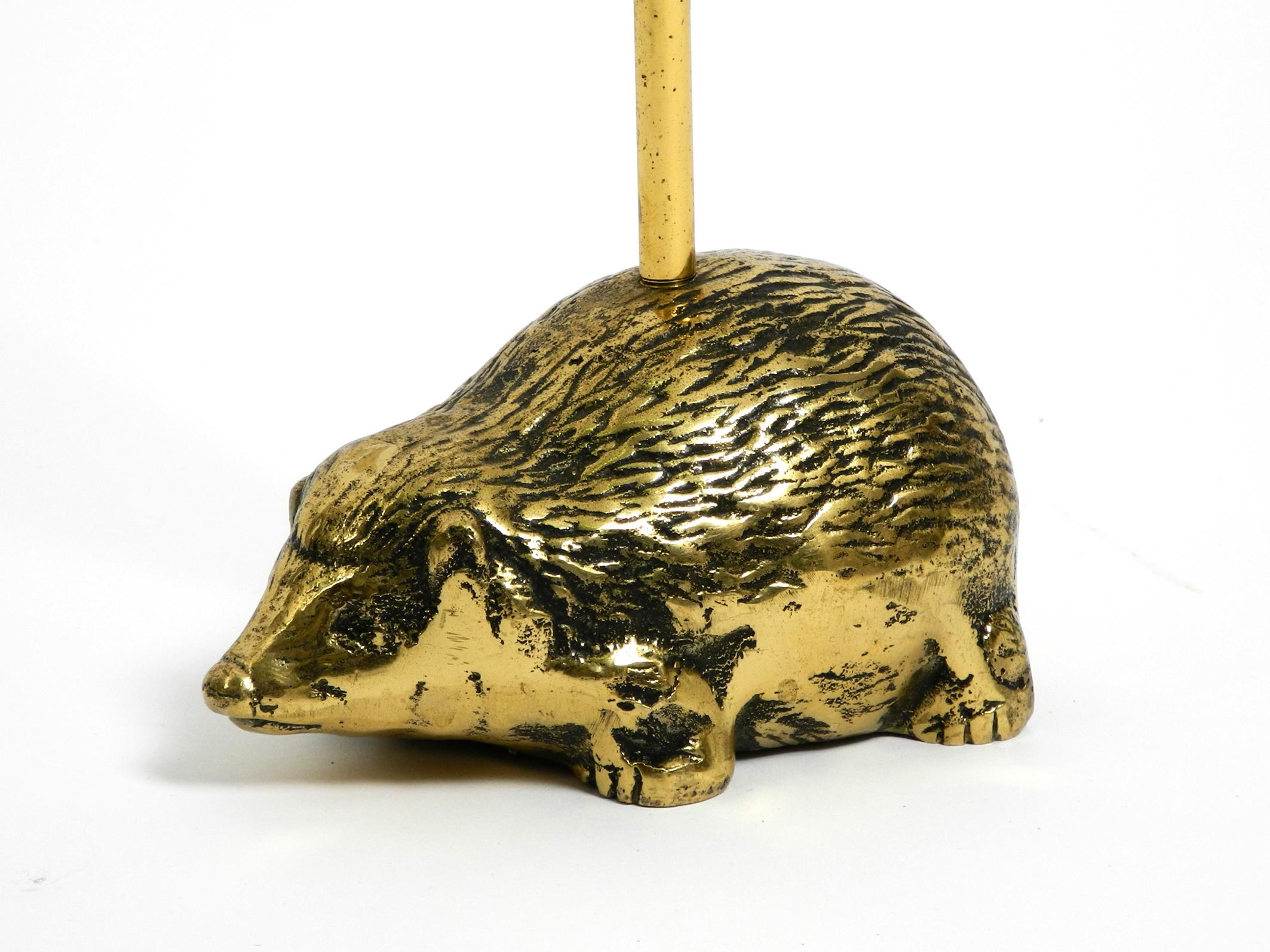 European Rare, Very Heavy 1960s Doorstop Made of Solid Brass in the Shape of a Hedgehog