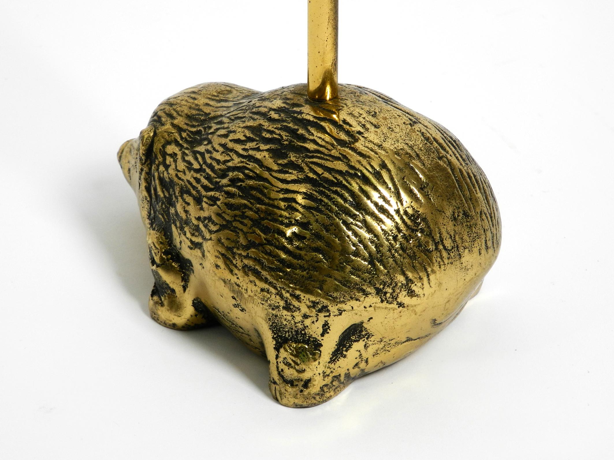 Mid-20th Century Rare, Very Heavy 1960s Doorstop Made of Solid Brass in the Shape of a Hedgehog